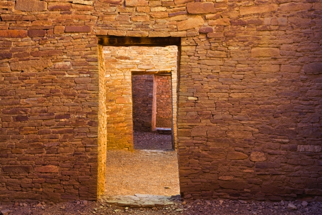 Aligned doorways. Chaco Culture National Historic Park, New Mexico